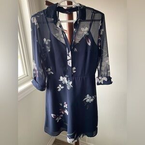 Navy blue flowered party dress